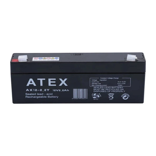 Atex Ax12-2.2 12v 2.2ah Yatay Akü ürün görseli 1
