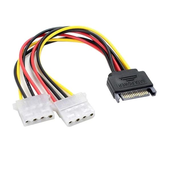 Sata 15 pin erkek power çift Molex 4 pin dişi power çevirici 30cm ürün görseli 1