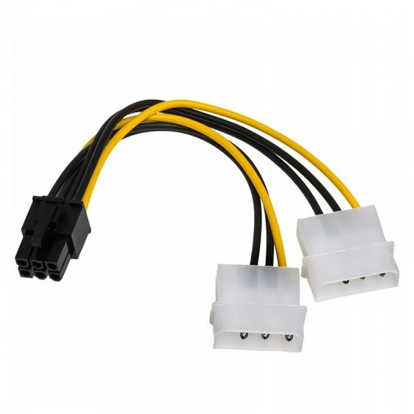 2 x Molex PCI-E güç Kablosu to 6Pin grafik ekran kartı dönüştürücü kablosu 30cm ürün görseli 1