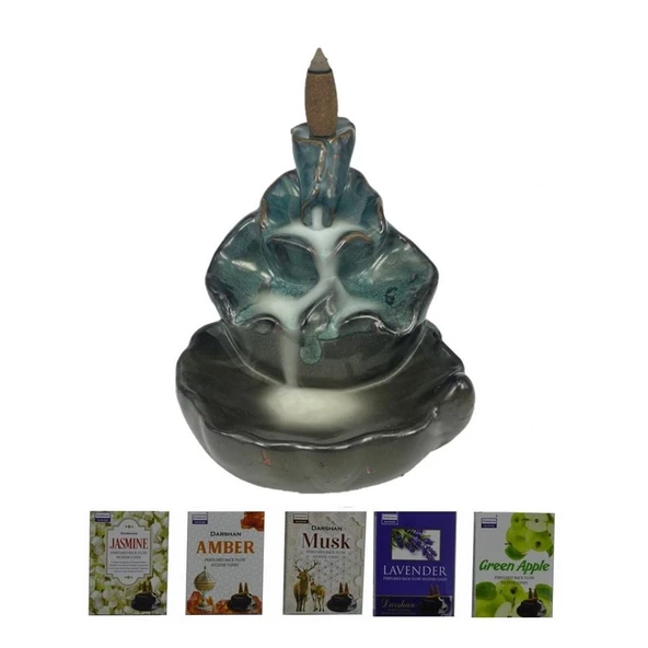 Porselen Geri Akış Tütsü Brülörü +5 Aromatik Tütsü CA2 Yeşil ürün görseli 1