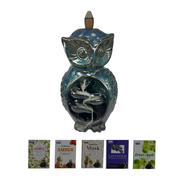 Porselen Geri Akış Tütsü Brülörü +5 Aromatik Tütsü CA6 Yeşil ürün görseli 1
