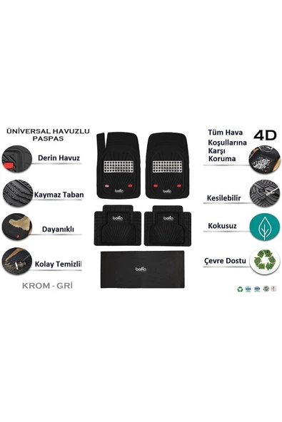 Beka52 Kia Ceed Stw 2016 4d Havuzlu Yeni Nesil Universal Paspas Krom Gri ürün görseli 1