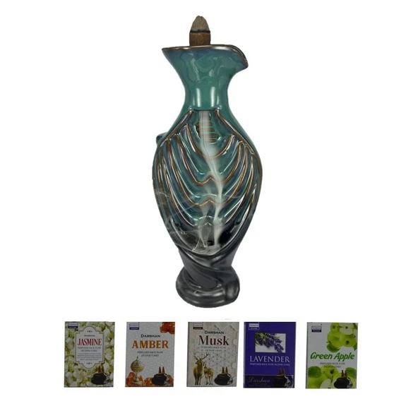 Porselen Geri Akış Tütsü Brülörü +5 Aromatik Tütsü CA5 Yeşil ürün görseli 1