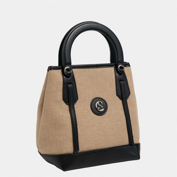 Classy Mini Keten Kadın Çanta Siyah ürün görseli 1