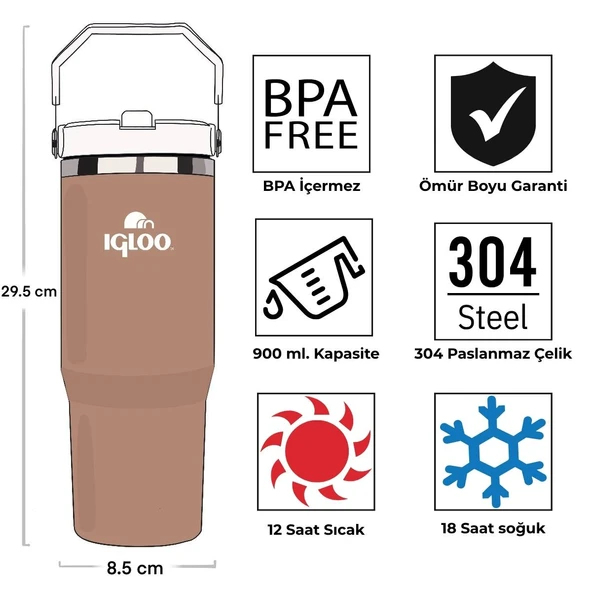 Igloo Powder Termos 900ml-KAHVERENGİ - Resim 6