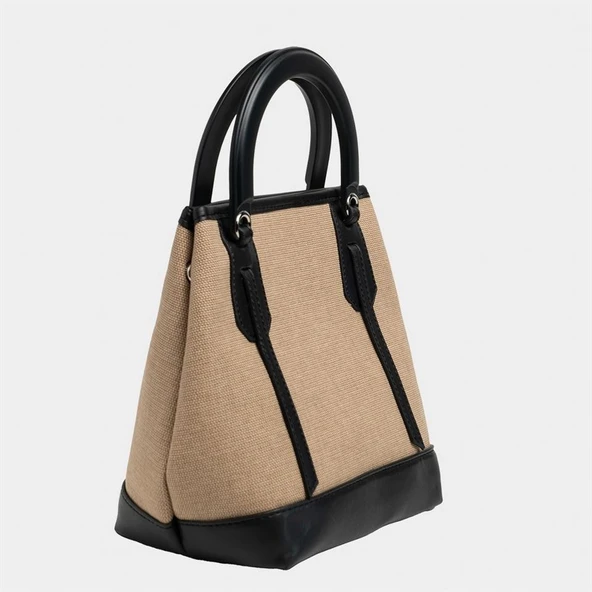 Classy Mini Keten Kadın Çanta Siyah - Resim 6