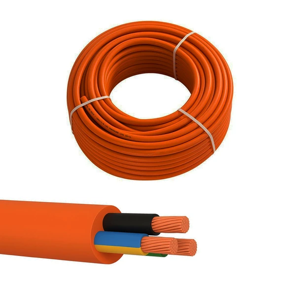 (30 Metre) %100 Bakır Çok Telli 3x2.5 mm Elektrik Kablosu Turuncu Elektrikli Araç Şarj Uygun Uyumlu ürün görseli 1