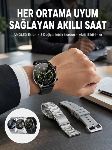 Akıllı Saat Adımsayar Nabız Ölçer Titreşim Özellikli Çağrı Cevaplama Sosyal Medya Yeni Nesil ürün görseli 1