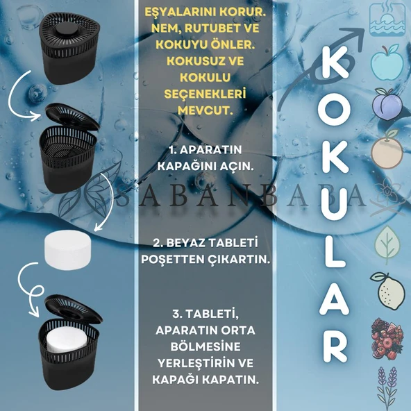 Siyah, Okyanus Üçgen - Nem Alıcı Aparat + Rutubet Giderici Tablet (500 Gram) ürün görseli 1