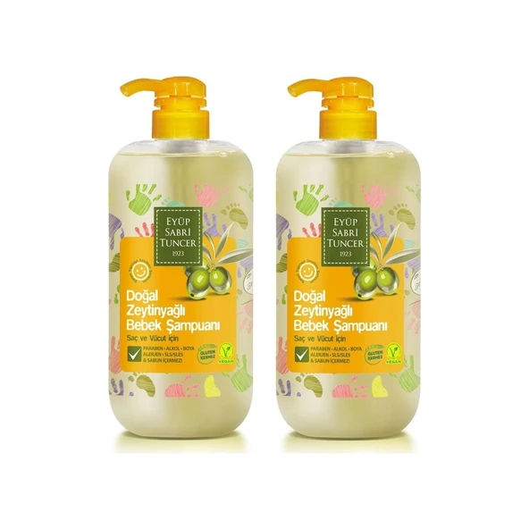 Eyüp Sabri Tuncer Doğal Zeytinyağlı Bebek Şampuanı 600 ml x 2 ürün görseli 1