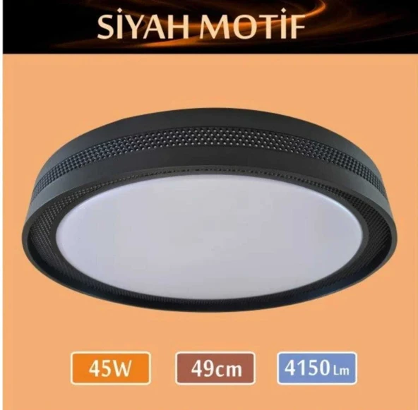 Sıva Üstü Led Panel 45W 49 cm çapında Model Siyah Motif Led Avize ürün görseli 1
