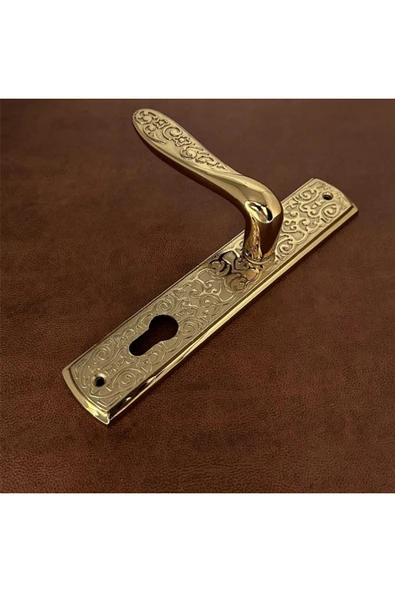 Özen Handles İmza Titanyum ZK19 Zamak Aynalı Yale Çelik Kapı Kolu Sol Basar Tek Yön ürün görseli 1