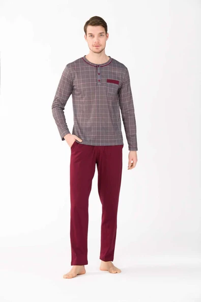 Erkek Pijama Takımı Bordo S Beden ürün görseli 1