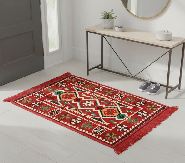 Etnik Motifli Otantik Dekoratif Kilim Desenli Halı (60cmx90cm) M4 ürün görseli 1