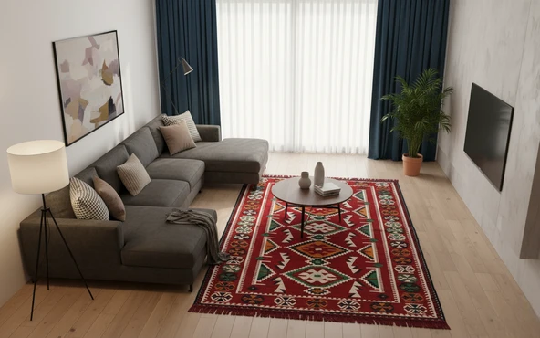 Etnik Motifli Otantik Dekoratif Kilim Desenli Halı (160cmx250cm) M4 ürün görseli 1