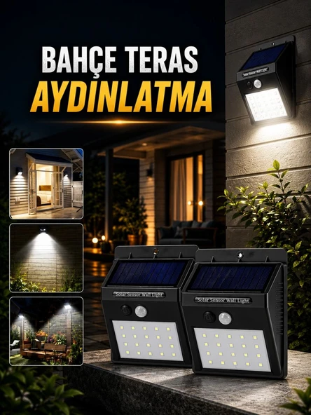 Solar Lamba Giriş, Bahçe Yol Avlu Hareket Sensörlü Led ürün görseli 1