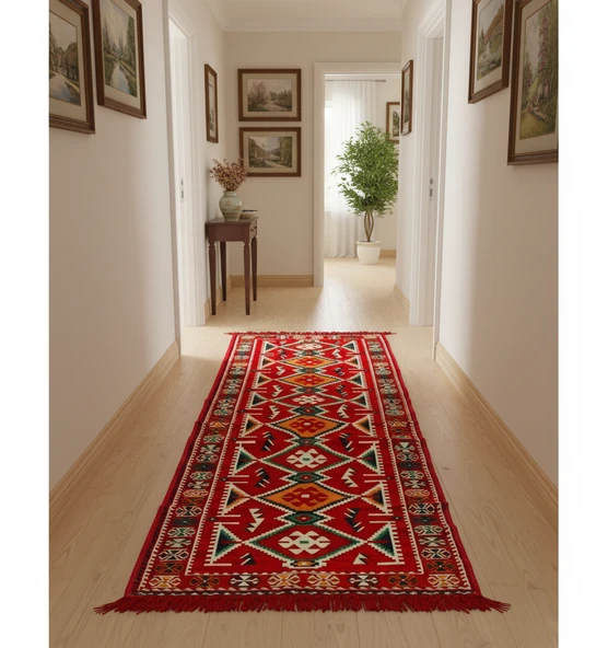 Etnik Motifli Otantik Dekoratif Kilim Desenli Halı (80cmx300cm) M4 ürün görseli 1