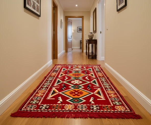 Etnik Motifli Otantik Dekoratif Kilim Desenli Halı (80cmx200cm) M4 ürün görseli 1