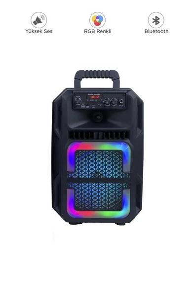 D25 RGB Işıklı Mikrofonlu Kumandalı USB/TF/FM/MIC/BT Bluetooth Hoparlör Siyah ürün görseli 1