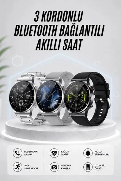 Akıllı Saat Amoled Ekran Bluetooth Bağlantılı Sesli Görüşme Nabız Ölçer ürün görseli 1