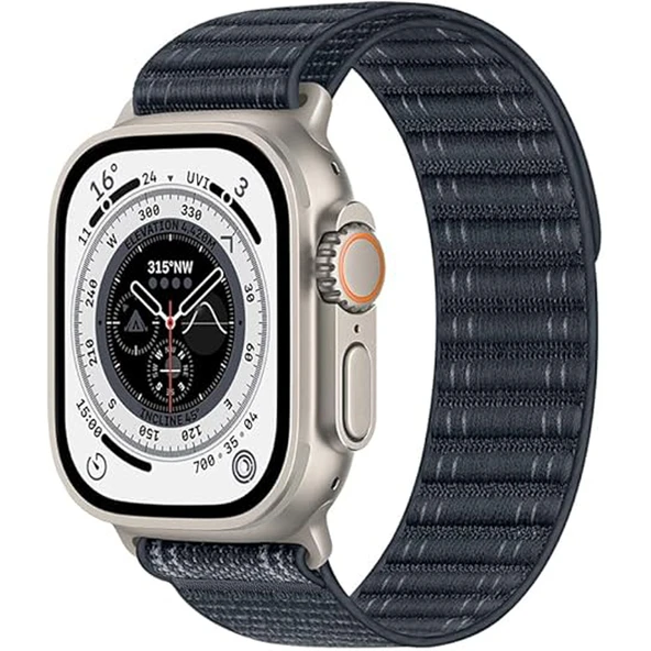 Apple Watch Uyumlu 44 45 46mm Utra 49mm Fabric Spor Yumuşak Kumaş Kordon Seri 2 3 4 5 6 Se 7 8 9 10  Füme ürün görseli 1