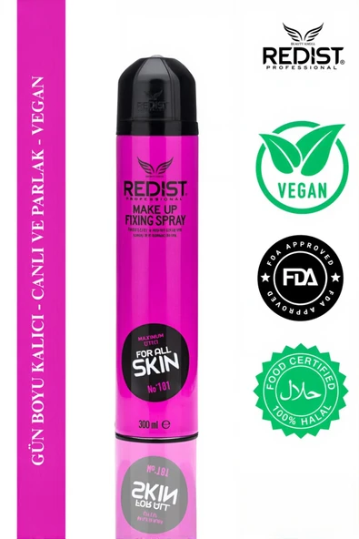 Redist Makyaj Sabitleyici Sprey – Gün Boyu Kalıcı Ve Taze Görünüm Için 300 ml Vegan ürün görseli 1