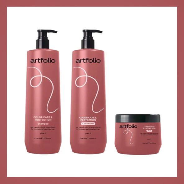 Artfolio Renk Bakım ve Koruma Şamp1L ,Saç Kremi 1L ,Saç Maskesi 500ML Set ürün görseli 1