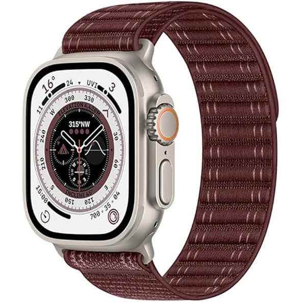 Apple Watch Uyumlu 44 45 46mm Utra 49mm Fabric Spor Yumuşak Kumaş Kordon Seri 2 3 4 5 6 Se 7 8 9 10  Mürdüm ürün görseli 1