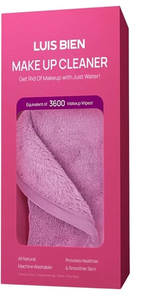 Luis Bien Make Up Cleaner-Makyaj ve Yüz Temizleyici Pembe Havlu ürün görseli 1
