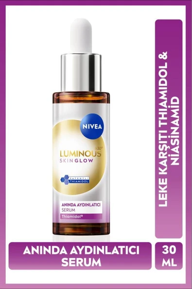 Nivea Luminous630 Skin Glow Anında Aydınlatıcı Serum, 30 ml, Eşit Cilt Tonu,Nemlendirme,Leke Karşıtı Thiamidol,Niasinamid,Aloe Vera ürün görseli 1