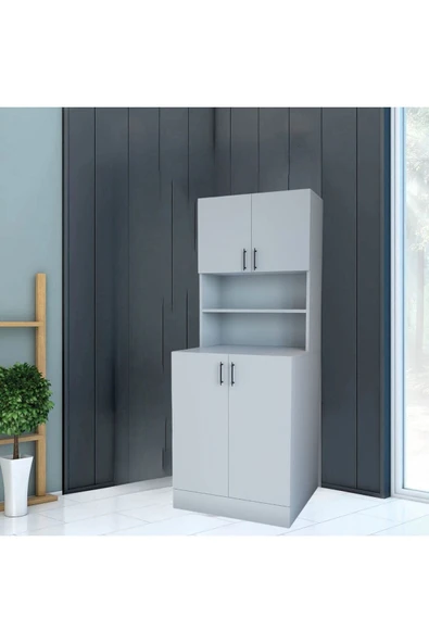 Moda Çamaşır Makinesi Dolabı, Kurutma Makinesi Dolabı, Kapaklı Banyo Dolabı - Beyaz ürün görseli 1