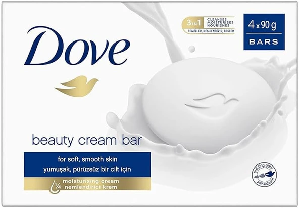 Dove Beauty Cream Bar Katı Güzellik Sabunu Original Nemlendirici Etkili, 4x90 g ürün görseli 1