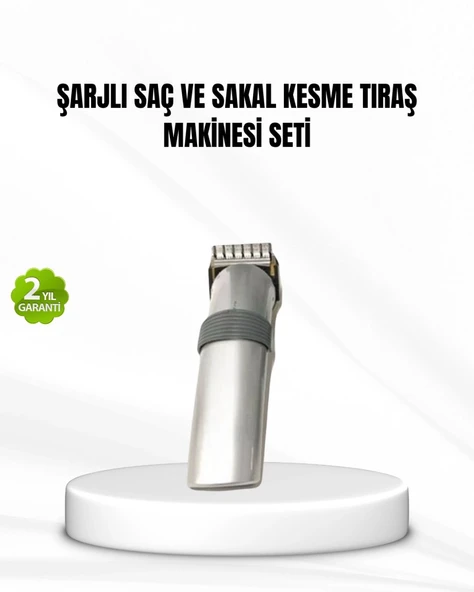 Şarjlı Saç Ve Sakal Kesme Makinesi – Paslanmaz Çelik Bıçak, Ayarlanabilir Başlık ürün görseli 1