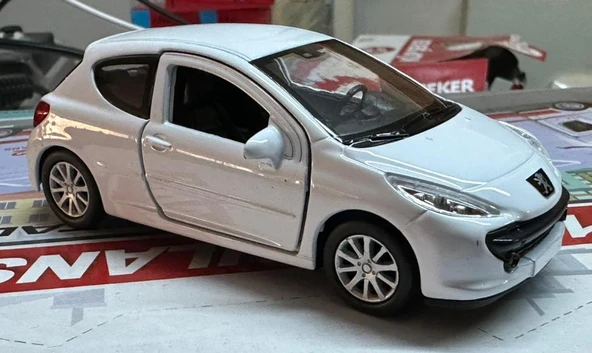 Oyuncak Metal Model Araba 1/36 Çek Bırak Peugeot 207 Beyaz ürün görseli 1