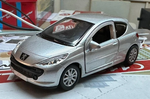 Oyuncak Metal Model Araba 1/36 Çek Bırak Peugeot 207 Gri ürün görseli 1