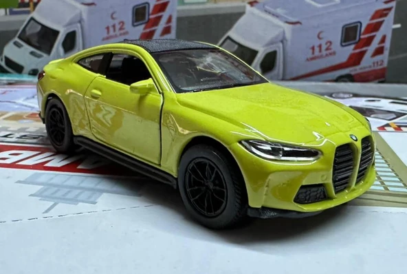 Oyuncak Metal Model Araba 1/36 Çek Bırak BMW M4 Sarı ürün görseli 1