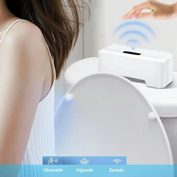 HyMark Otomatik WC Tuvalet Sifonu Kızılötesi Sensörlü Temassız Akıllı Sensör Şarjlı Dahili Pil ürün görseli 1