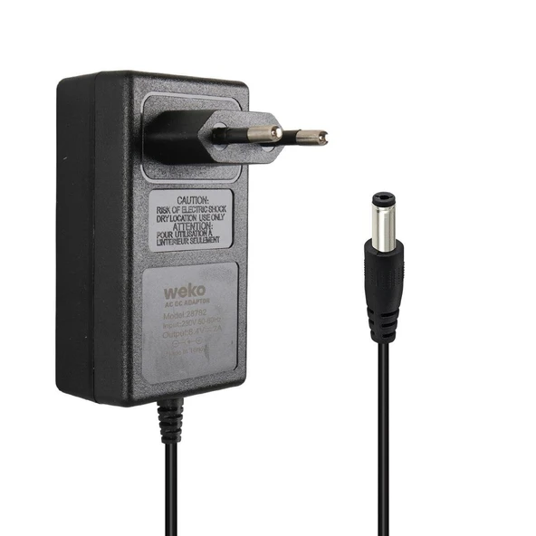 Weko 8.4 Volt 2 Amper 5.5x2.5mm Uçlu Priz Tip Kırmızı Yeşil Ledli Yerli Üretim Akü Şarj Adaptörü Cihazı ürün görseli 1