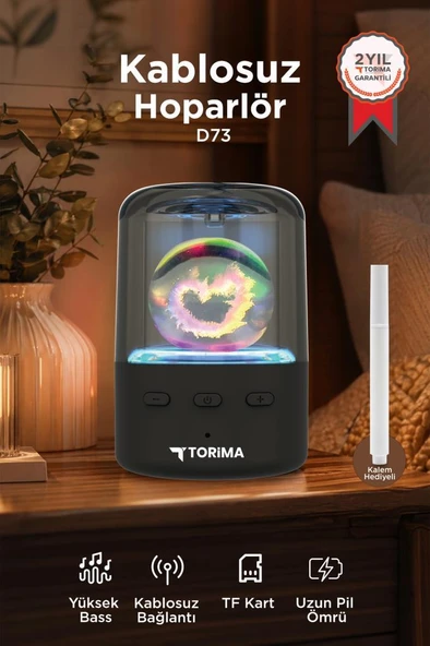 Bluetooth Hoparlör Rgb Işıklı Kablosuz Hoparlör D73 Siyah ürün görseli 1
