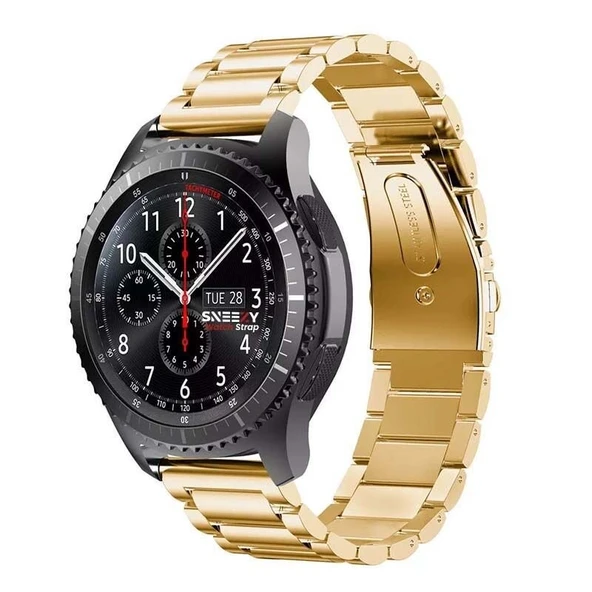 Sneezy Huawei Watch Gt4 46mm İle Uyumlu 22mm Ironweft Döküm Çelik Metal Kordon  Gold ürün görseli 1