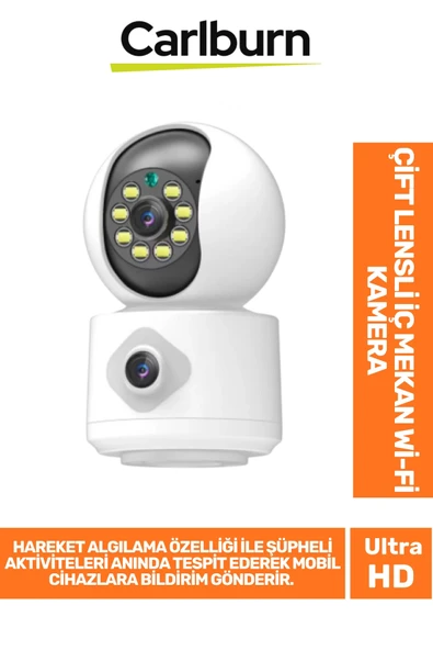 Hareket Algılama Özellikli Çift Yönlü Ses Bulut Depolama 2 MP+2 MP Çift Lensli İç Mekan Wi-Fi Kamera ürün görseli 1