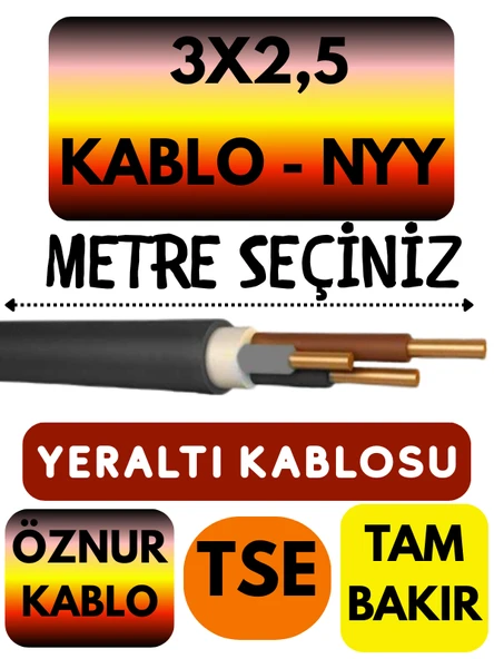 Öznur 3X2,5 NYY (Yeraltı Kablosu) Metre Seçenekli ürün görseli 1