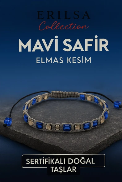 Sertifikalı Küp Kesim Terahertz Mavi Safir Doğal Taş Bileklik – İnce Model 5mm ürün görseli 1