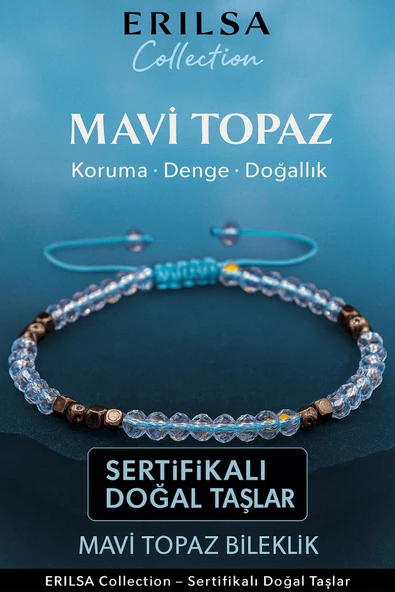 Sertifikalı Terahertz Mavi Topaz Doğal Taş Bileklik İnce Model – Zarif ve Şık Tasarım ürün görseli 1