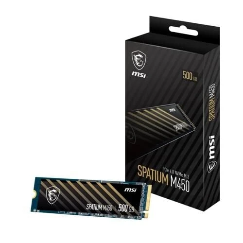 MSI SPATIUM M450 V1 500GB NVME M.2 SSD 3600-2300 MBs PCIe 4.0 Gen4 ürün görseli 1