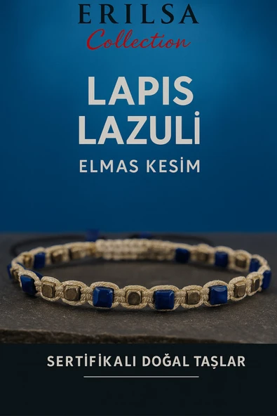 Sertifikalı Küp Kesim Terahertz - Lapis Lazuli Doğal Taş Bileklik - İnce Model ürün görseli 1