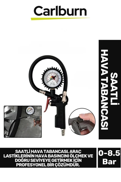 Premium Dayanıklı 500 mm Uzunluğunda Hassas Manometre Lastik Basıncı 0-8.5 Bar Saatli Hava Tabancası ürün görseli 1