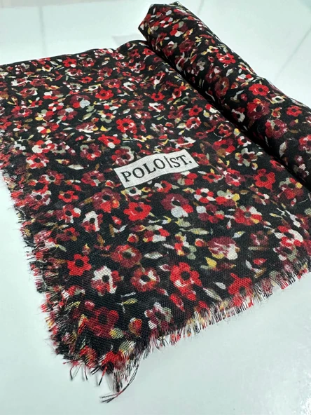 Desenli Flamalı Keten Eşarp- 05652 ürün görseli 1