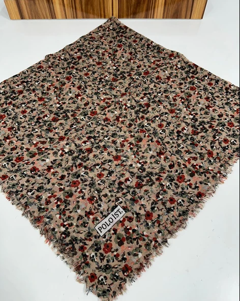 Desenli Flamalı Keten Eşarp- 05653 ürün görseli 1