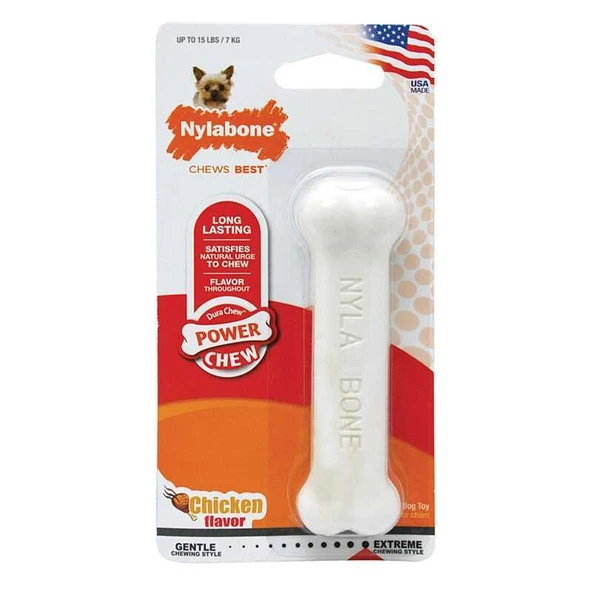 778127-Nylabone Tavuk Aromalı Köpek Çiğneme Kemiği M 14 Cm ürün görseli 1